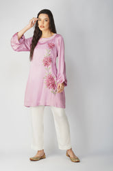 Lilac Blossom Modal Satin A-line Kurta Set
